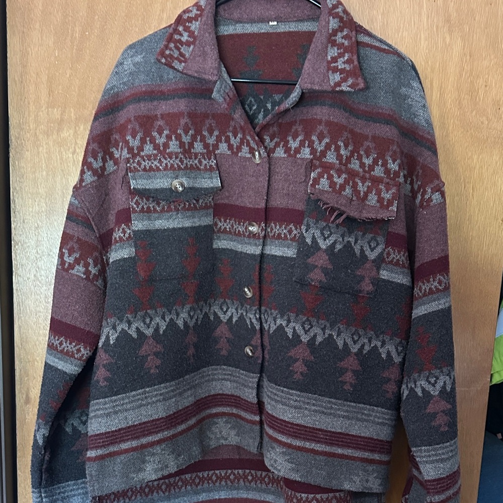 Patterned Button-Up Jacket/Sweater - Picture 1 of 2
